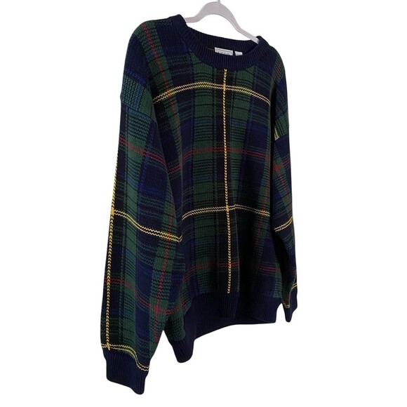 Vtg IZOD Blue Green Pullover Sweater Casual Work Golf 46" Chest - Picture 3 of 8